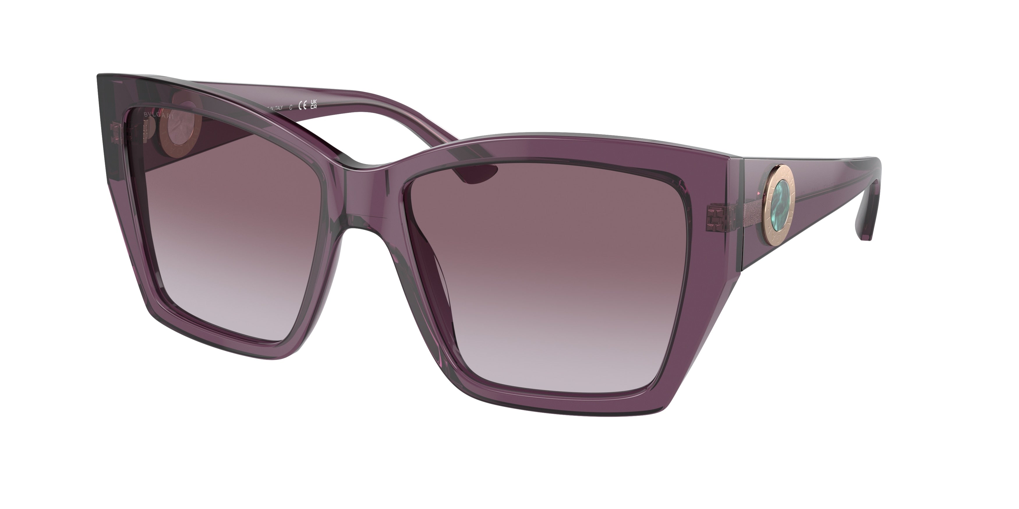 Bvlgari BV8260 Square Sunglasses  55148H-Transparent Amethyst 57-140-17 - Color Map Violet