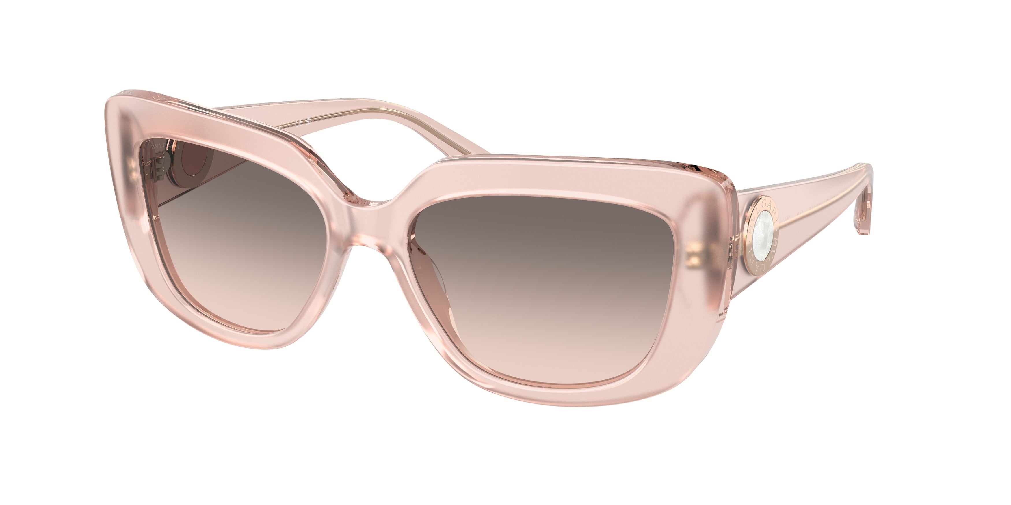 Bvlgari BV8261 Rectangle Sunglasses  55273B-Transparent Pink 55-140-17 - Color Map Pink