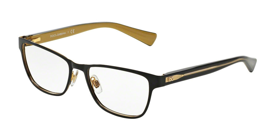 DOLCE & GABBANA DG1273 Rectangle Eyeglasses  1268-TOP BLACK ON GOLD 53-16-140 - Color Map black