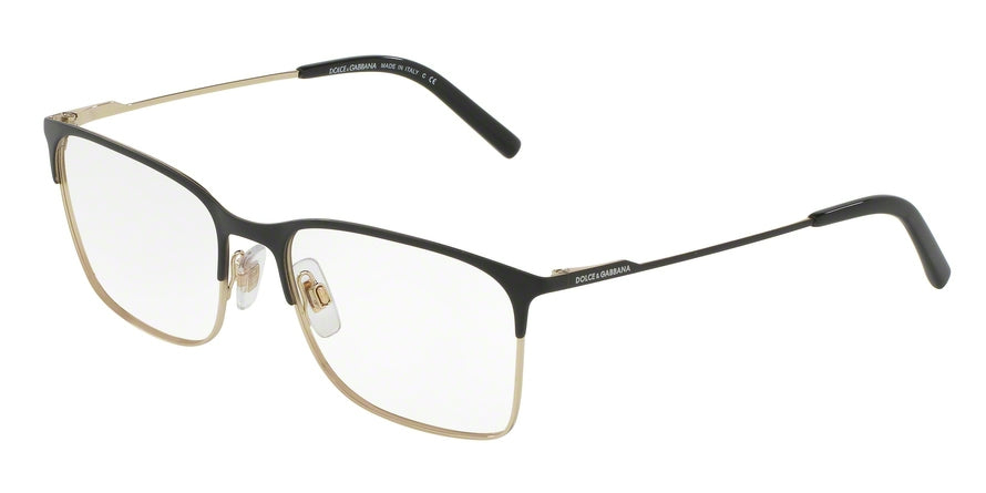 DOLCE & GABBANA DG1289 Rectangle Eyeglasses  1305-MATTE BLACK/PALE GOLD 54-17-145 - Color Map black