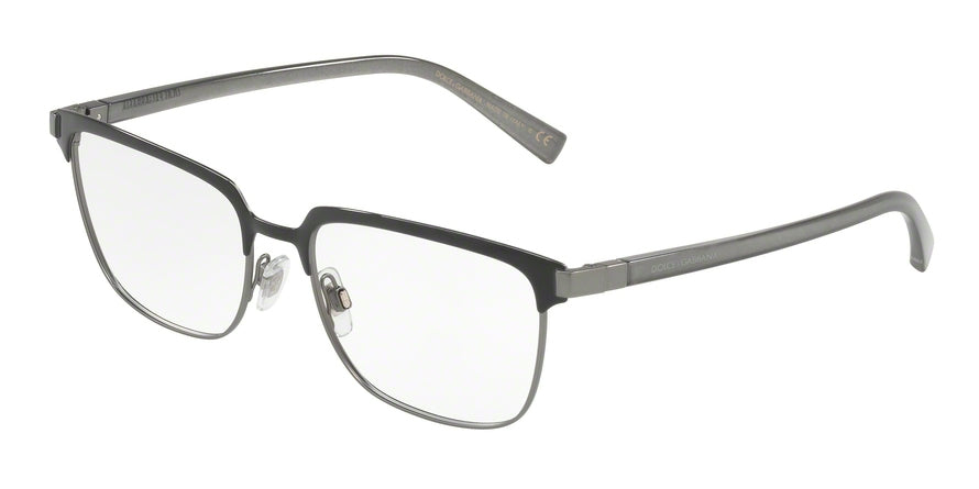 DOLCE & GABBANA DG1302 Rectangle Eyeglasses  1277-BLACK/MATTE GUNMETAL 55-17-140 - Color Map black