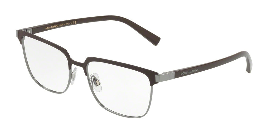 DOLCE & GABBANA DG1302 Rectangle Eyeglasses  1315-MATTE BROWN/GUNMETAL 55-17-140 - Color Map brown