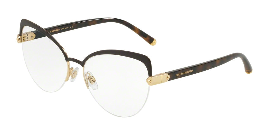 DOLCE & GABBANA DG1305 Cat Eye Eyeglasses  1315-MATTE BROWN 55-16-140 - Color Map brown