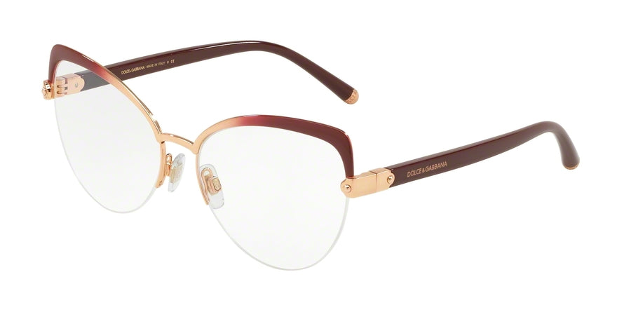 DOLCE & GABBANA DG1305 Cat Eye Eyeglasses  1321-PINK GOLD GRAD BORDEAUX 55-16-140 - Color Map bordeaux