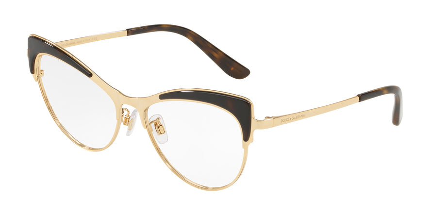 DOLCE & GABBANA DG1308 Cat Eye Eyeglasses  502-HAVANA/GOLD 55-16-140 - Color Map gold