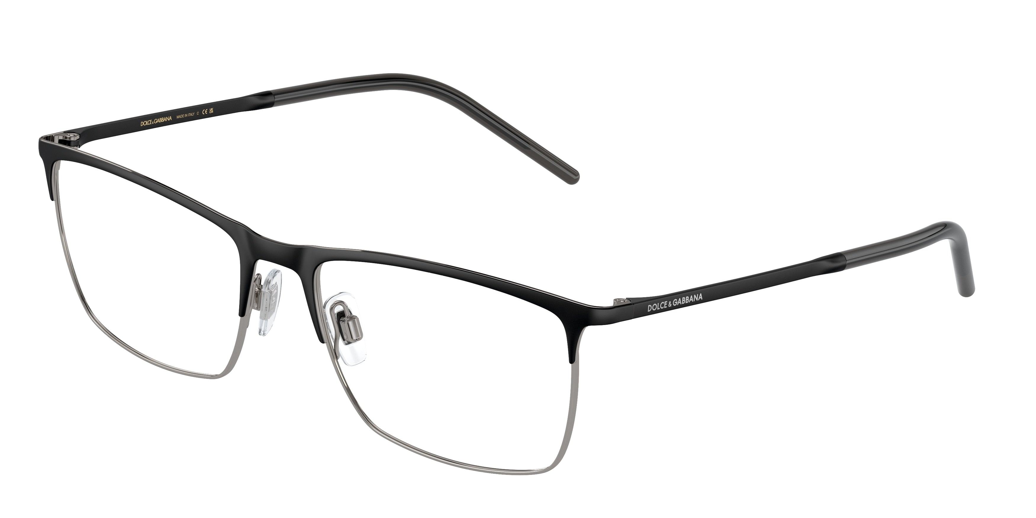 DOLCE & GABBANA DG1309 Rectangle Eyeglasses  1277-Matte Black/Gunmetal 57-145-18 - Color Map Black