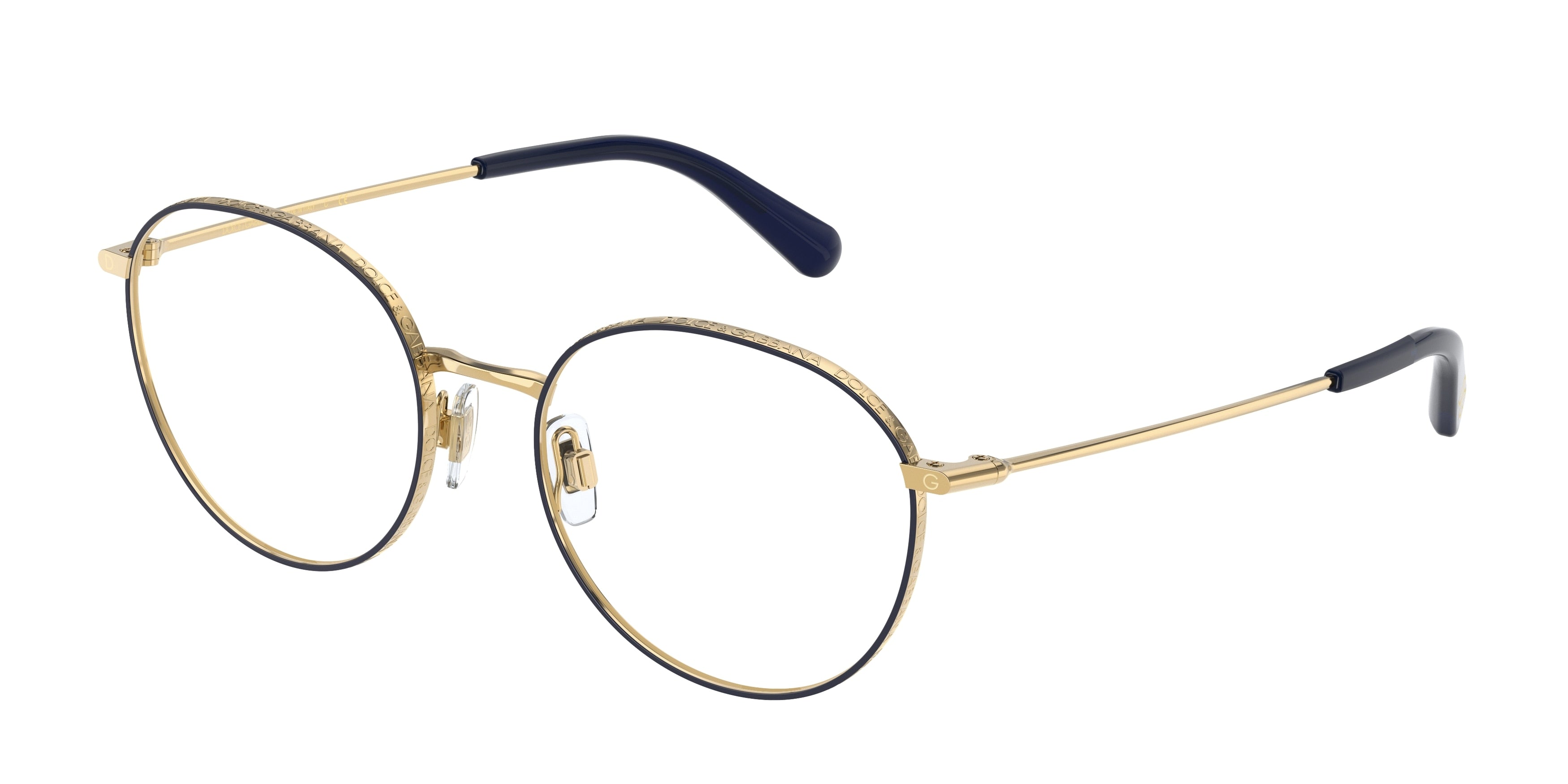 DOLCE & GABBANA DG1322 Phantos Eyeglasses  1337-Gold/Blue 53-140-18 - Color Map Gold