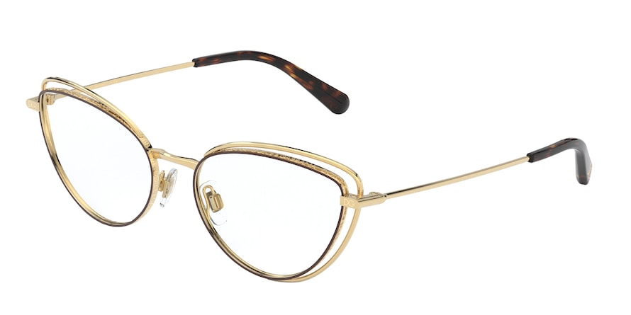 DOLCE & GABBANA DG1326 Cat Eye Eyeglasses  1344-GOLD/BROWN 55-17-140 - Color Map brown