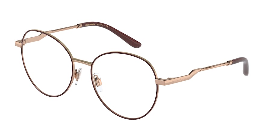 DOLCE & GABBANA DG1333 Round Eyeglasses  1351-PINK GOLD/ BORDEAUX 54-17-140 - Color Map pink