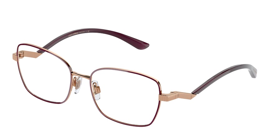 DOLCE & GABBANA DG1334 Rectangle Eyeglasses  1351-PINK GOLD/BORDEAUX 55-17-140 - Color Map pink