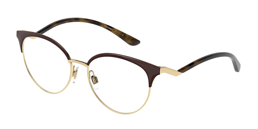 DOLCE & GABBANA DG1337 Phantos Eyeglasses  1344-GOLD/BROWN 53-16-145 - Color Map brown