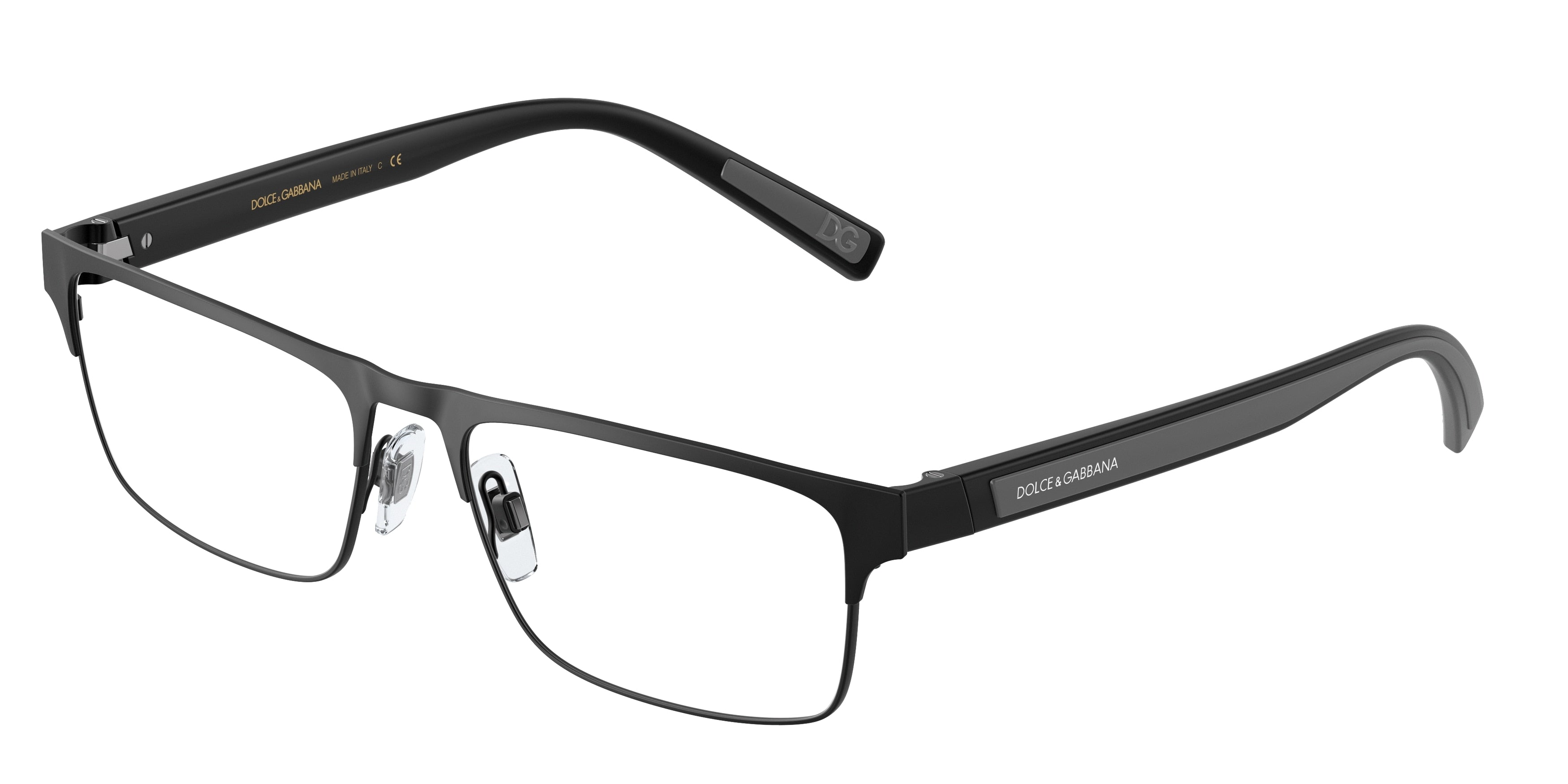 DOLCE & GABBANA DG1343 Rectangle Eyeglasses  1106-Matte Black 57-150-17 - Color Map Black