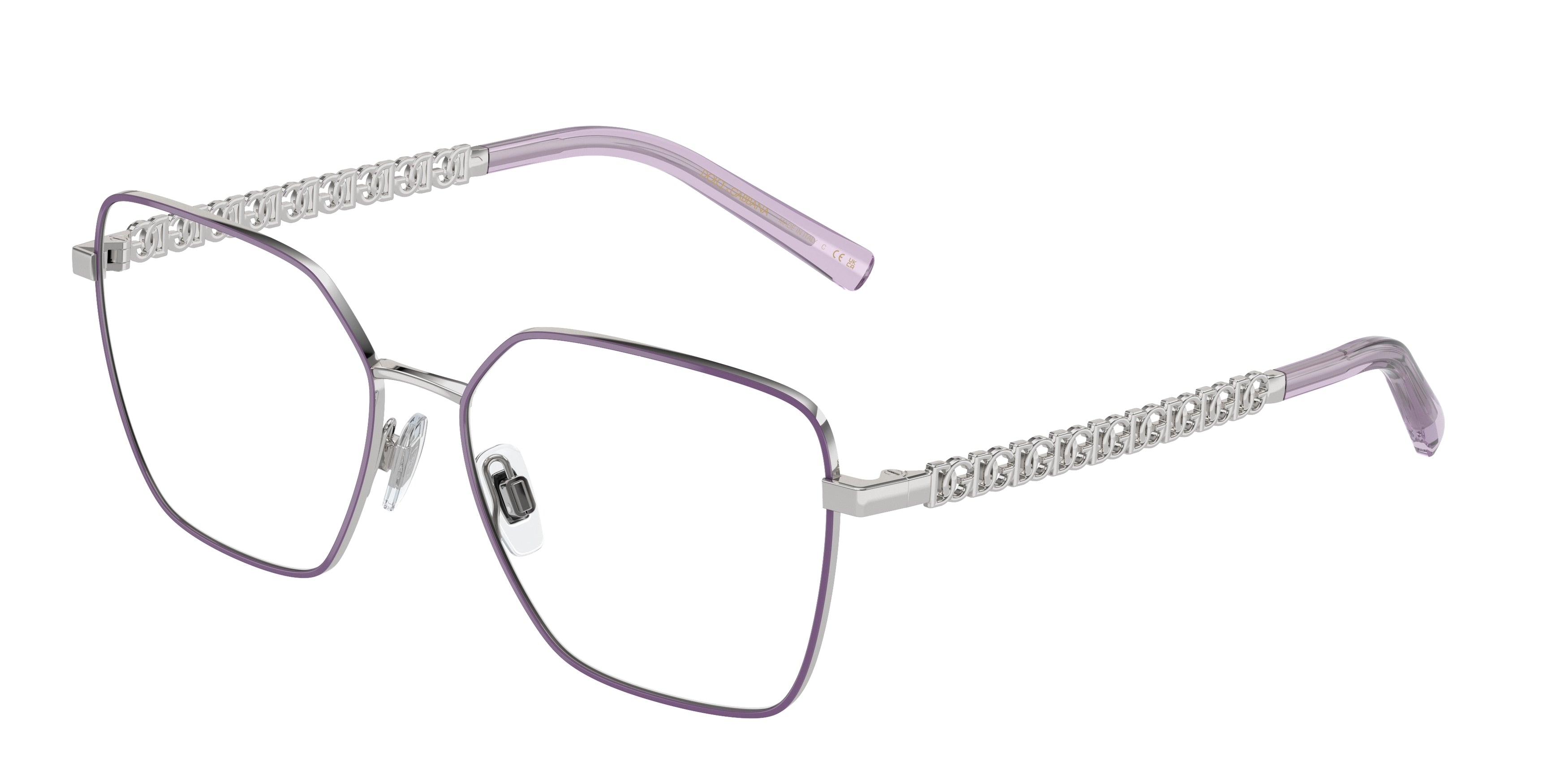 DOLCE & GABBANA DG1351 Square Eyeglasses  1317-Silver/Lilac 56-140-15 - Color Map Violet