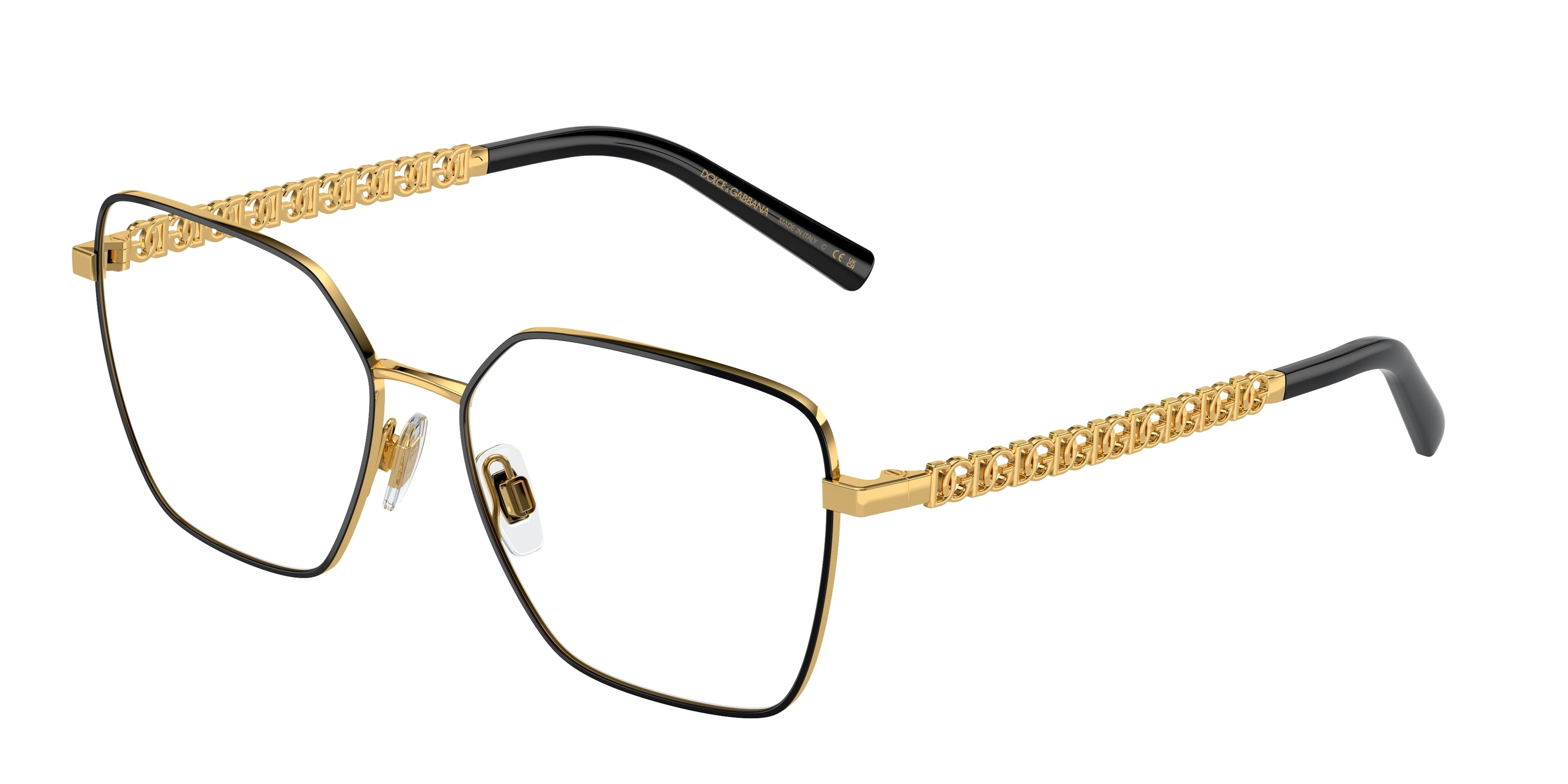 DOLCE & GABBANA DG1351 Square Eyeglasses  1334-Gold/Black 56-140-15 - Color Map Black