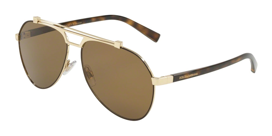 DOLCE & GABBANA DG2189 Pilot Sunglasses  132083-MATTE BROWN/PALE GOLD 61-14-140 - Color Map brown