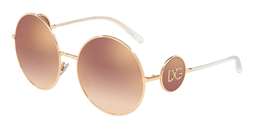 DOLCE & GABBANA DG2205 Round Sunglasses  12986F-PINK GOLD 59-18-140 - Color Map gold