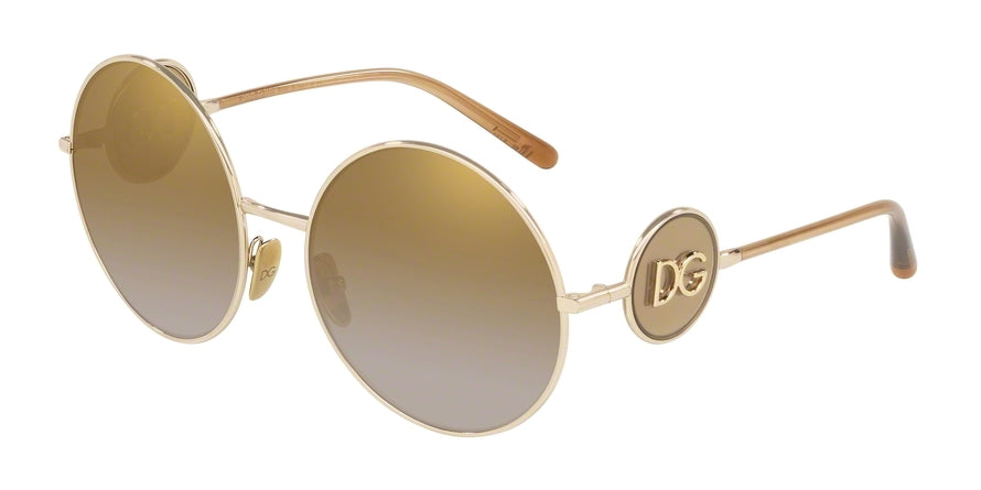 DOLCE & GABBANA DG2205 Round Sunglasses  488/6E-PALE GOLD 59-18-140 - Color Map gold