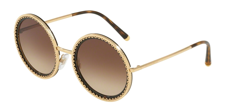 DOLCE & GABBANA DG2211 Round Sunglasses  02/13-GOLD/HAVANA 53-24-140 - Color Map gold