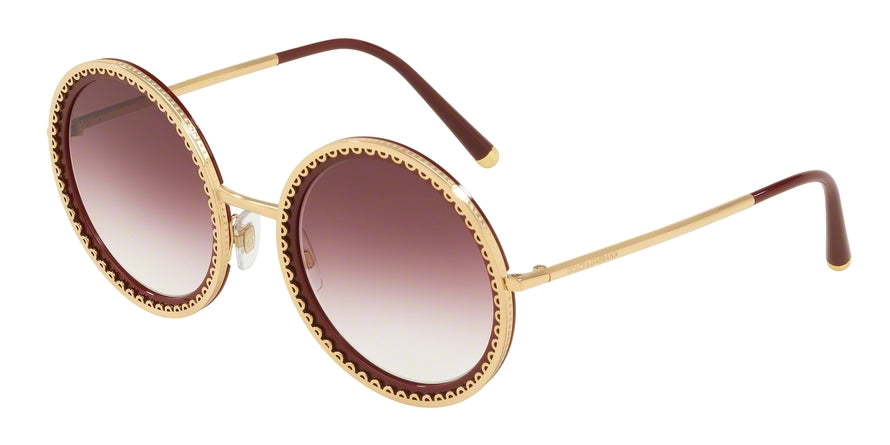 DOLCE & GABBANA DG2211 Round Sunglasses  02/8H-GOLD/BORDEAUX 53-24-140 - Color Map bordeaux