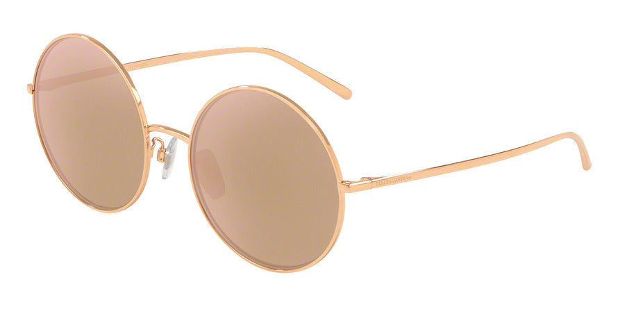 DOLCE & GABBANA DG2215K Round Sunglasses  K03/5R-PINK GOLD PLATED 58-19-145 - Color Map gold