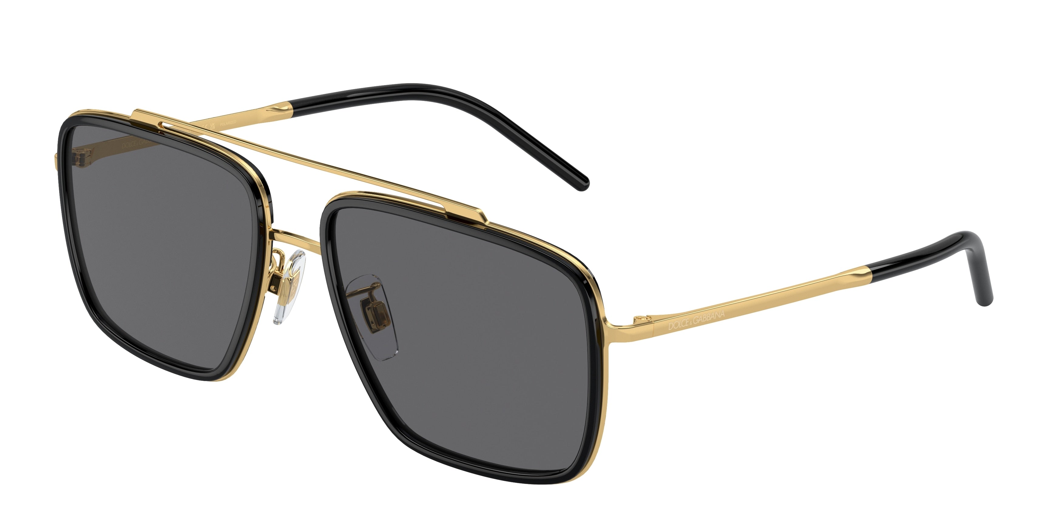 DOLCE & GABBANA DG2220 Square Sunglasses  02/81-Gold/Black 57-140-17 - Color Map Black