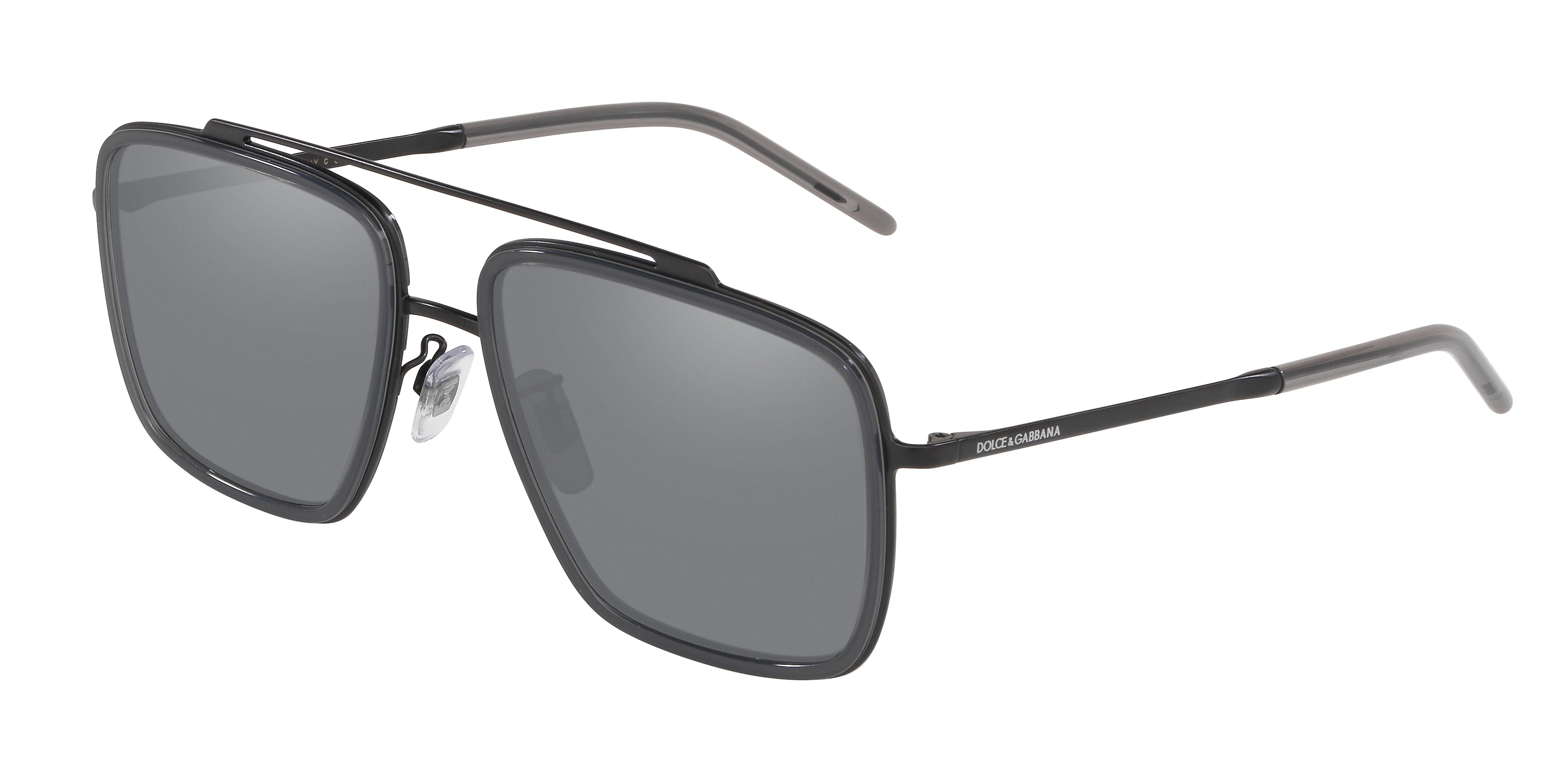 DOLCE & GABBANA DG2220 Square Sunglasses  11066G-Matte Black/Transparent Grey 57-140-17 - Color Map Black