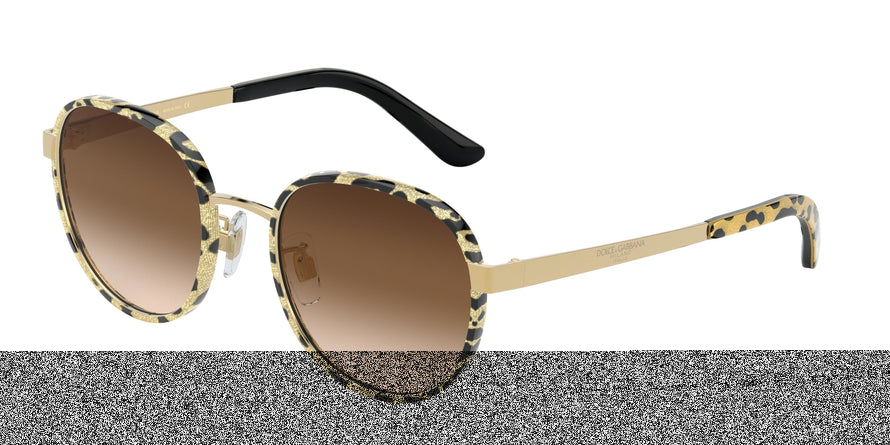 DOLCE & GABBANA DG2227J Round Sunglasses  02/13-LEO GLITTER GOLD/GOLD 52-20-140 - Color Map multi