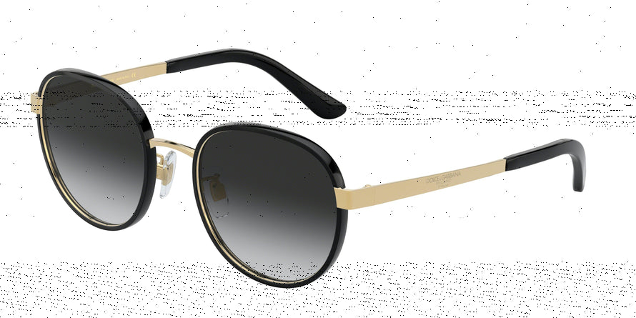 DOLCE & GABBANA DG2227J Round Sunglasses  02/8G-BLACK/GOLD 52-20-140 - Color Map black