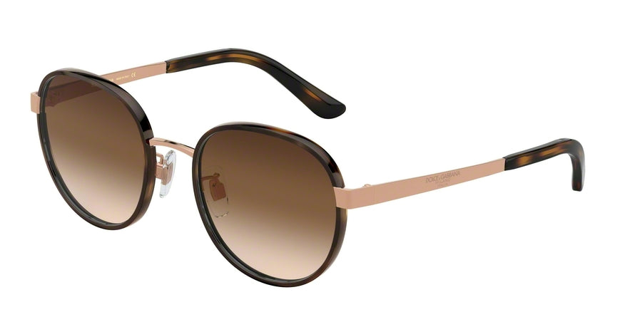 DOLCE & GABBANA DG2227J Round Sunglasses  129813-HAVANA/ROSE GOLD 52-20-140 - Color Map havana