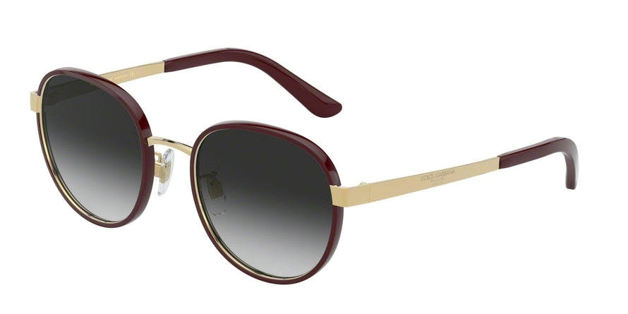 DOLCE & GABBANA DG2227J Round Sunglasses  13188G-BORDEAUX/GOLD 52-20-140 - Color Map bordeaux