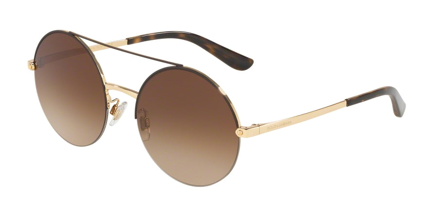 DOLCE & GABBANA DG2237 Round Sunglasses  132013-GOLD/MATTE BROWN 54-19-140 - Color Map brown