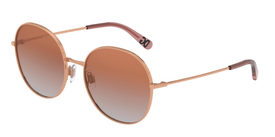 DOLCE & GABBANA DG2243 Round Sunglasses  12986F-PINK GOLD 56-18-140 - Color Map pink
