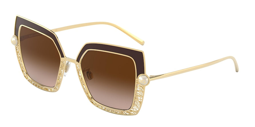 DOLCE & GABBANA DG2251H Square Sunglasses  132013-GOLD/BROWN 51-19-145 - Color Map brown