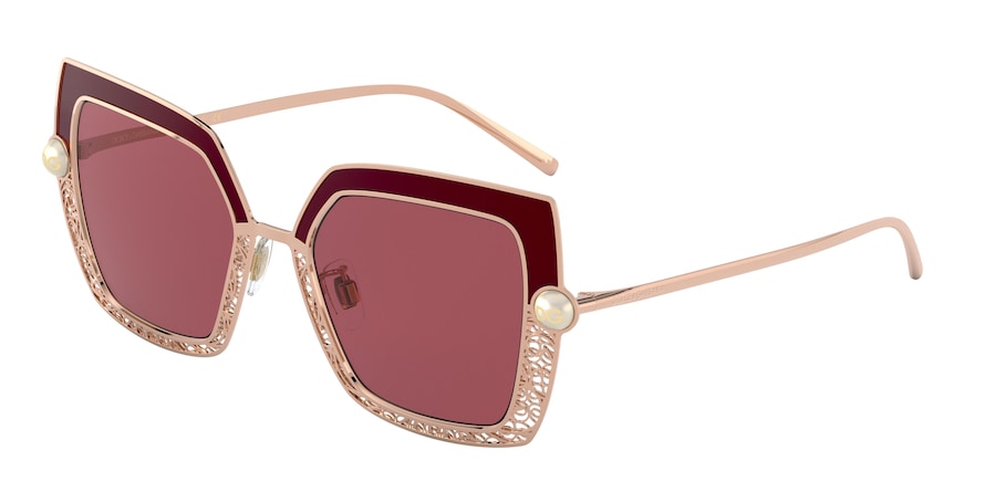 DOLCE & GABBANA DG2251H Square Sunglasses  133369-PINK GOLD/BORDEAUX 51-19-145 - Color Map bordeaux