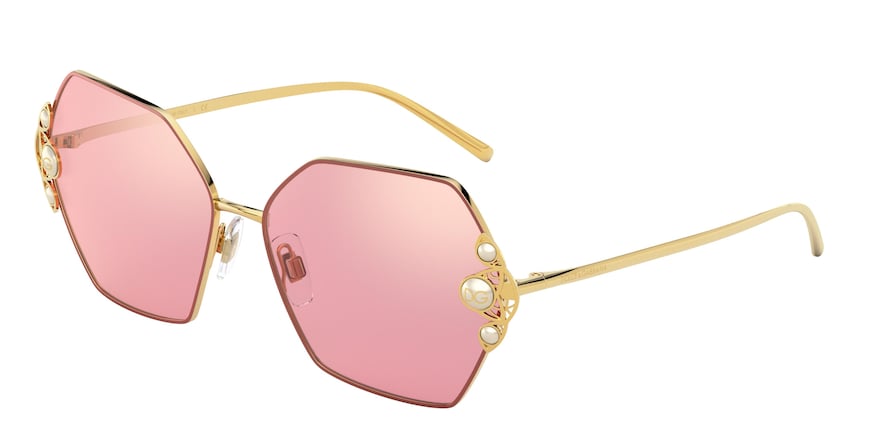 DOLCE & GABBANA DG2253H Butterfly Sunglasses  13390E-GOLD/PINK 60-15-140 - Color Map pink