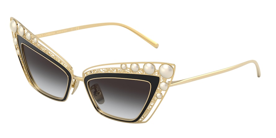 DOLCE & GABBANA DG2254H Cat Eye Sunglasses  13348G-GOLD/BLACK 53-18-145 - Color Map black