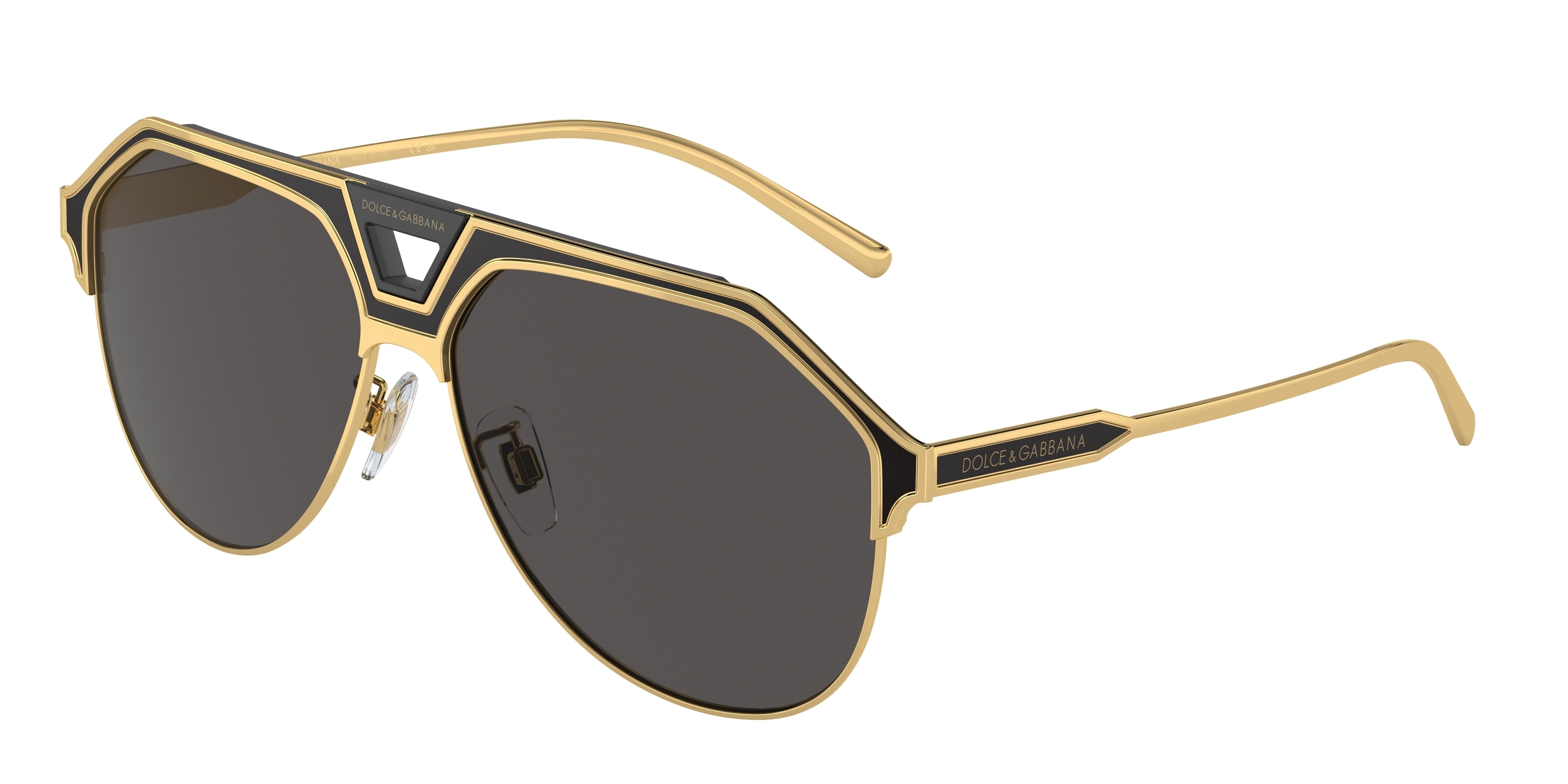 DOLCE & GABBANA DG2257 Pilot Sunglasses  133487-Gold/Matte Black 60-150-13 - Color Map Gold
