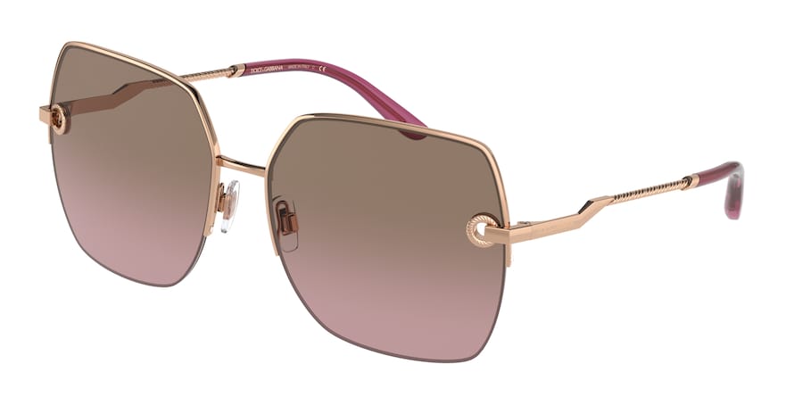DOLCE & GABBANA DG2267 Square Sunglasses  129814-PINK GOLD 63-17-140 - Color Map pink