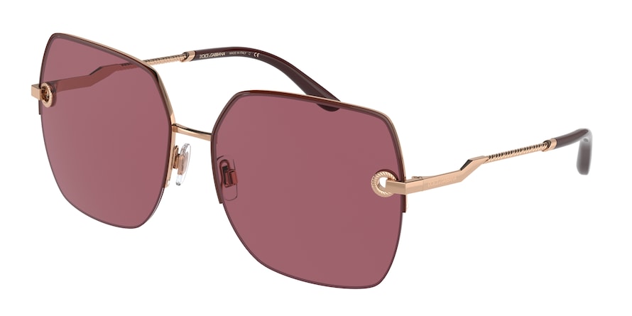 DOLCE & GABBANA DG2267 Square Sunglasses  135169-PINK GOLD/BORDEAUX 63-17-140 - Color Map pink