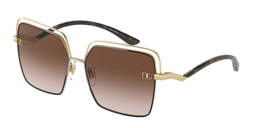 DOLCE & GABBANA DG2268 Square Sunglasses  134413-GOLD/BROWN 59-15-140 - Color Map gold