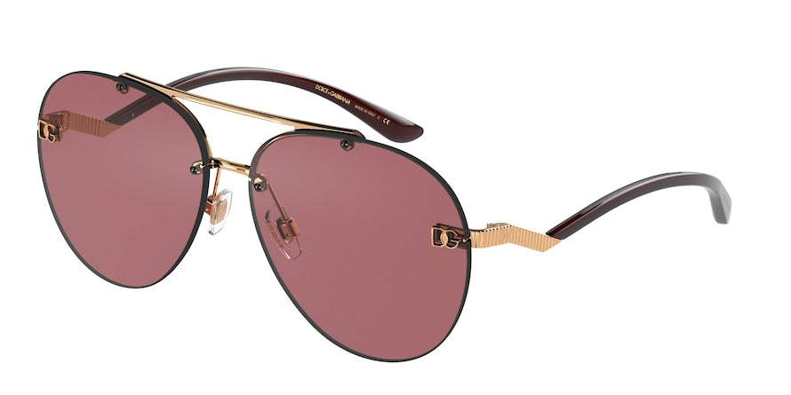 DOLCE & GABBANA DG2272 Pilot Sunglasses  129869-PINK GOLD 61-13-140 - Color Map pink