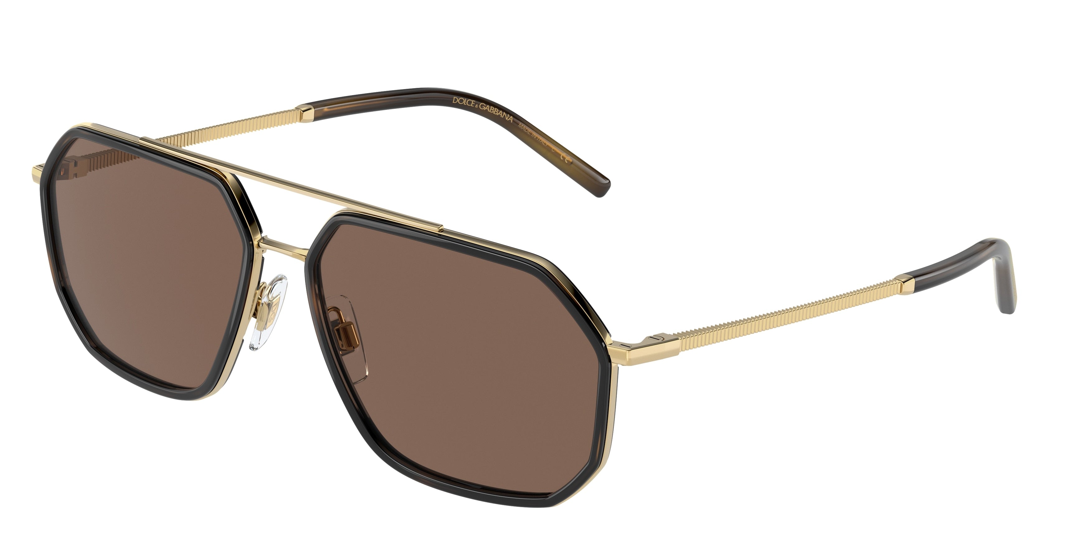 DOLCE & GABBANA DG2285 Pilot Sunglasses  02/73-Gold/Havana 60-145-15 - Color Map Gold