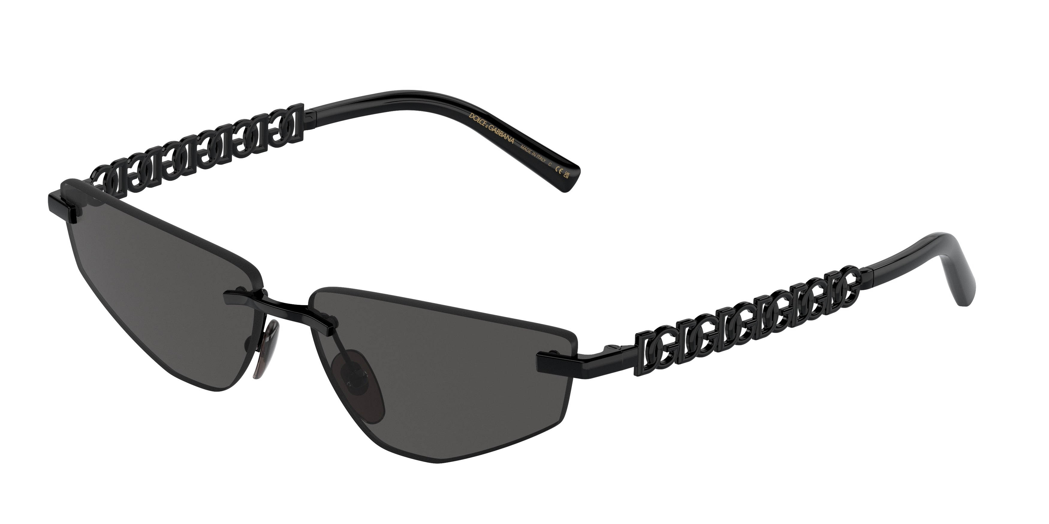DOLCE & GABBANA DG2301 Rectangle Sunglasses  01/87-Black 58-140-13 - Color Map Black