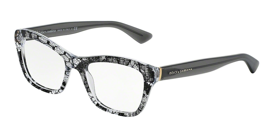 DOLCE & GABBANA DG3198 Butterfly Eyeglasses  2854-BLACK LACE 52-18-140 - Color Map black