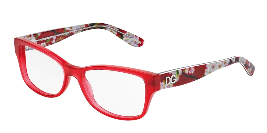 DOLCE & GABBANA ALMOND FLOWERS DG3204 Butterfly Eyeglasses  2850-OPAL RED 53-16-140 - Color Map red