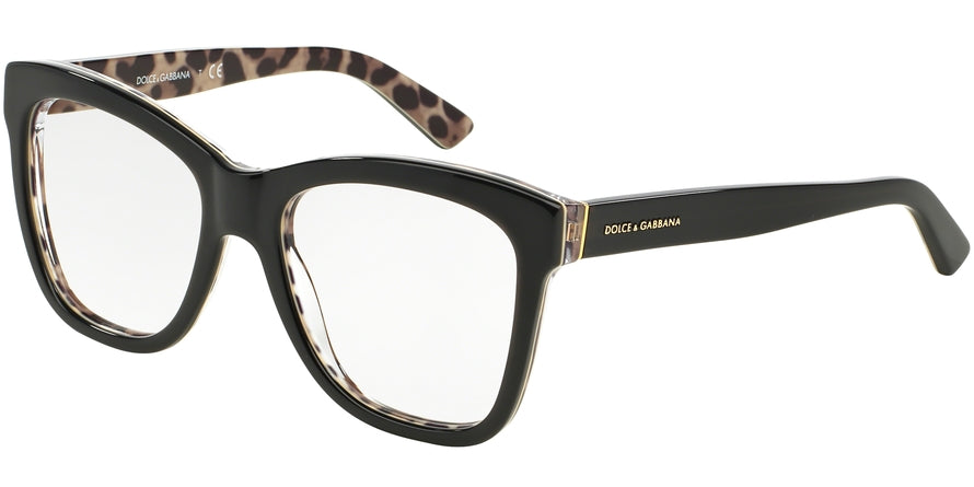 DOLCE & GABBANA DG3212 Square Eyeglasses  2857-TOP BLACK/LEO 54-18-140 - Color Map black