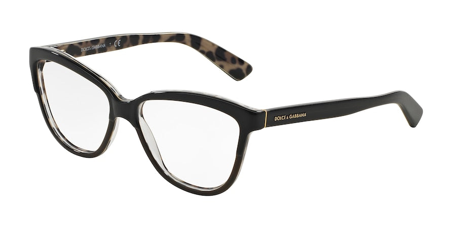 DOLCE & GABBANA DG3229 Cat Eye Eyeglasses  2857-TOP BLACK ON LEO 54-14-140 - Color Map black