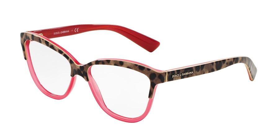 DOLCE & GABBANA DG3229 Cat Eye Eyeglasses  2949-TOP ANIMALIER ON RASPBERRY 54-14-140 - Color Map multi