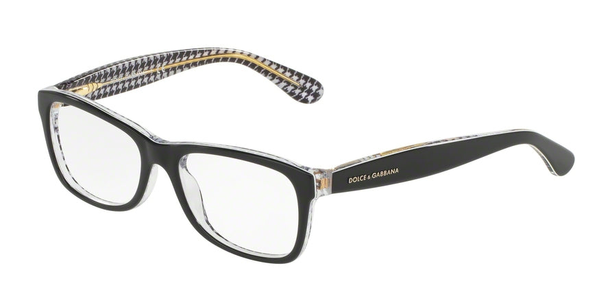 DOLCE & GABBANA DG3231 Rectangle Eyeglasses  3080-BLACK/PRINT PIED DE POULE 48-15-130 - Color Map black