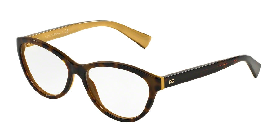 DOLCE & GABBANA DG3232F Cat Eye Eyeglasses  2956-TOP HAVANA ON GOLD 55-15-140 - Color Map havana